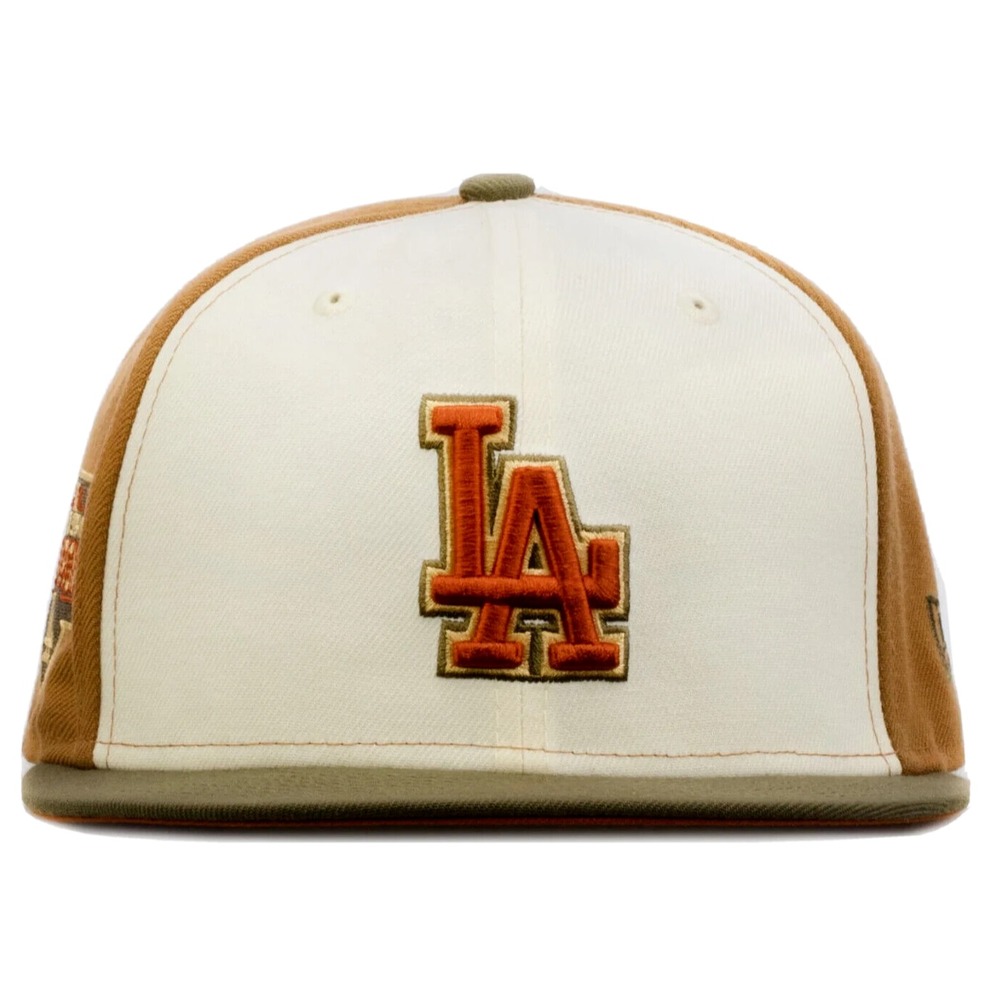 New Era Los Angeles Dodgers 59FIFTY Autumn Wheat Beige Green Fitted Hat 7 1/4